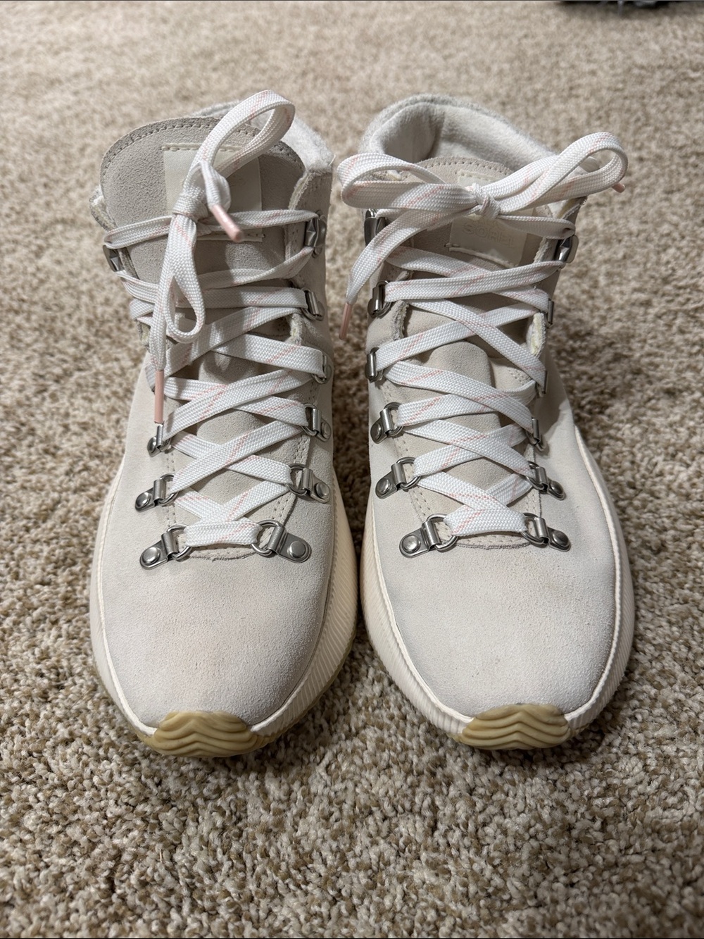 Sorel Women's Off-White and Light Gray Lace-Up Waterproof Boots - Picture 6 of 8